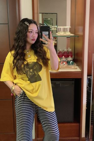 Loose Printed T-Shirt for Women, Short Sleeve Plus Size Summer Top, 2025 New Style, Korean Lazy Fashion, Casual Everyday Wear