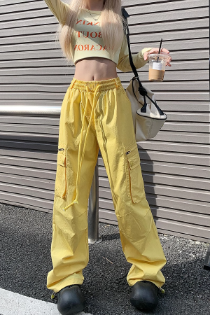 Loose Straight-Leg Work Pants for Women - Sporty Casual 2025 Dopamine Outfit in American Style for Petite Sizes