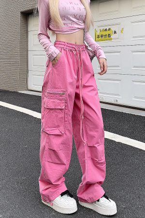 Loose Straight-Leg Work Pants for Women - Sporty Casual 2025 Dopamine Outfit in American Style for Petite Sizes