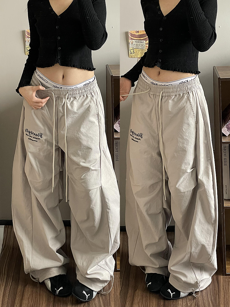Loose Wide-Leg Cargo Pants for Women, 2025 Hip-Hop Style, Pleated Street Dance Trousers, Casual Sportswear, Streetwear Fashion Loose Wide-Leg Cargo Pants for Women, 2025 Hip-Hop Style, Pleated Street Dance Trousers, Casual Sportswear, Streetwear Fashion