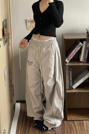 Loose Wide-Leg Cargo Pants for Women, 2025 Hip-Hop Style, Pleated Street Dance Trousers, Casual Sportswear, Streetwear Fashion