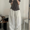 Loose Wide-Leg White Cargo Pants for Women - American Hip-Hop Style Jazz Dance Casual Sports Trousers with Slimming Drape