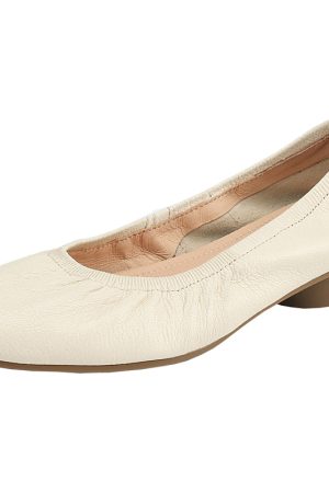 Low-Heeled Chunky Sole Genuine Leather Moccasin Flats - Ultra-Soft Small Shoes for Comfortable Everyday Wear