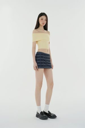 Low-Waist Deep Blue Vintage Plaid Skirt - Anti-Exposure Design for Y2K Style Fashion