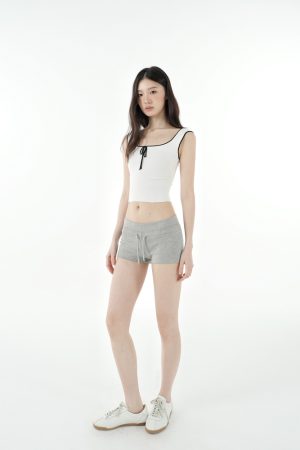 Low-Waist Slim-Fit Elastic Sports Knitted Shorts for Women - Casual Activewear, Perfect for Gym and Outdoor Activities