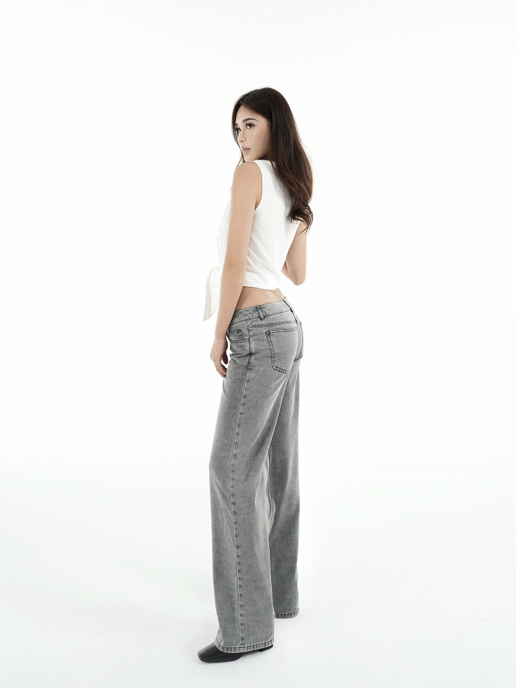 Low-Waist Tencel Gray Straight-Leg Casual Pants for Women - Trendy Y2K Style, Comfortable Everyday Wear Low-Waist Tencel Gray Straight-Leg Casual Pants for Women - Trendy Y2K Style, Comfortable Everyday Wear