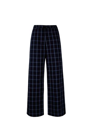 Low-Waist Vintage Blue Plaid Loose Casual Pants - Retro Y2K Style Trousers for Effortless Everyday Fashion