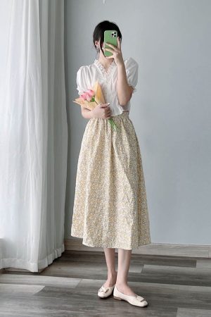 Luminous White Satin Summer Top for Women - V-Neck, Short Sleeves, Lace Trim, Pearl Buttons, Waist-Cinching French Style