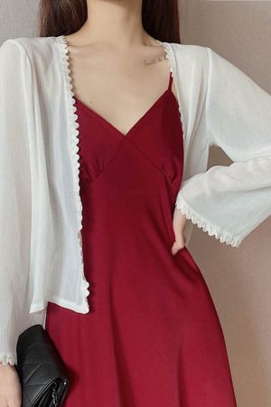 Lunar Crescent Lace Cardigan - Chiffon Sun Protection, Bell Sleeves, Draped Design, Slimming Short Jacket for Spring/Summer Women's Fashion