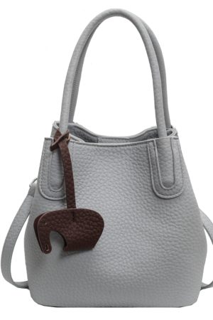 Lychee Pattern Soft Leather Bucket Tote Bag - Casual Minimalist Crossbody Shoulder Bag for Women - 2025 Trendy Style