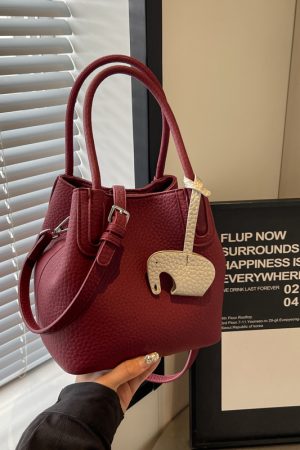 Lychee Pattern Soft Leather Bucket Tote Bag - Casual Minimalist Crossbody Shoulder Bag for Women - 2025 Trendy Style