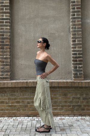 Matte Charcoal Gray Strapless Dress with Soft Stretch Fabric, Tight Fit, and Bust Support - Perfect for Y2K Style