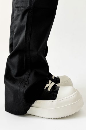 Men's American Retro Thick-Soled Black Platform Shoes, Chunky Canvas Derby Style, Height-Increasing Couples' Footwear