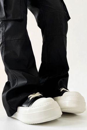 Men's American Retro Thick-Soled Black Platform Shoes, Chunky Canvas Derby Style, Height-Increasing Couples' Footwear