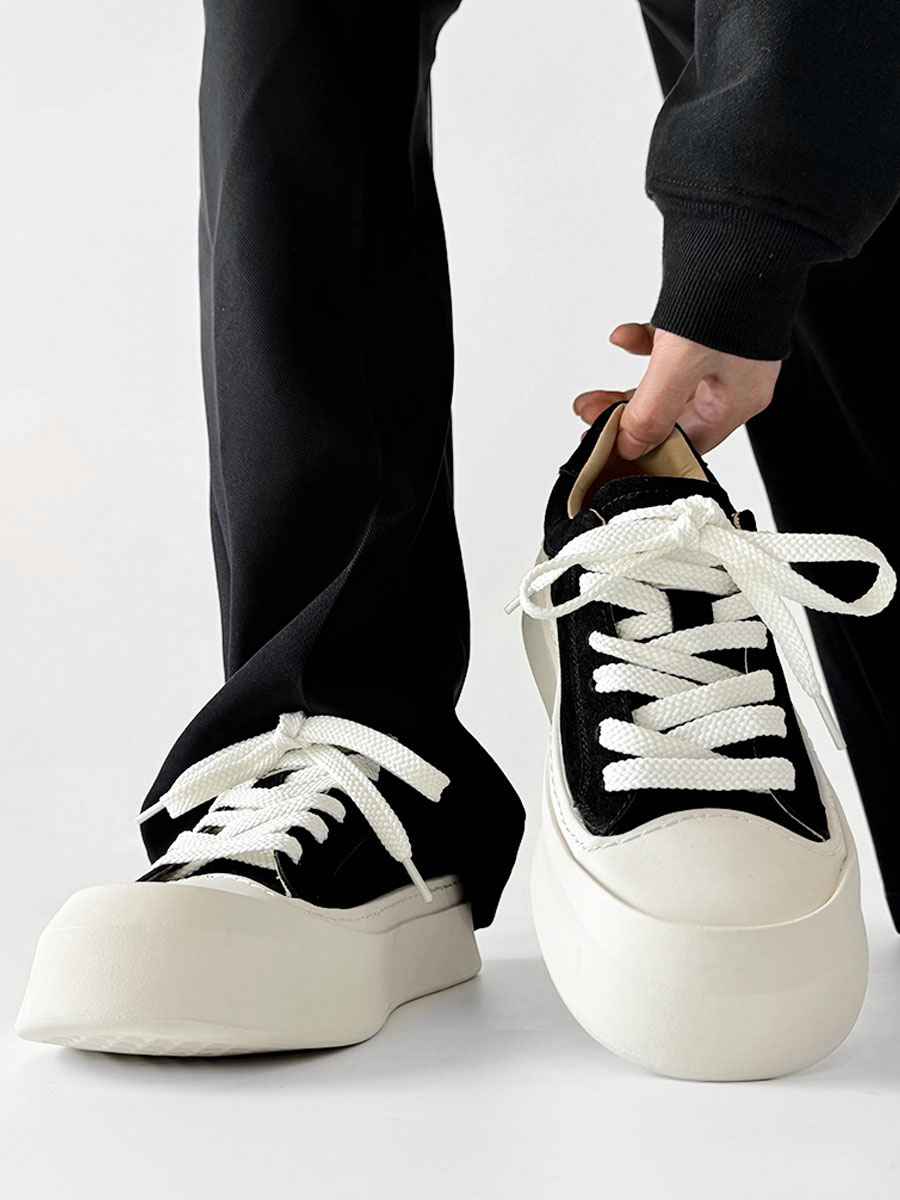 Men's American-Style Oversized Canvas Shoes with Milk-Flavored Sole, Retro Platform Sneakers for Commuting and Training Men's American-Style Oversized Canvas Shoes with Milk-Flavored Sole, Retro Platform Sneakers for Commuting and Training