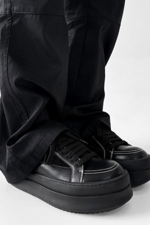 Men's American-Style Thick-Soled Milk-Flavored Leather Shoes, Trendy High Street Black and White Platform Derby Shoes for Women