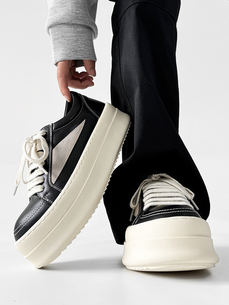 Men's American-Style Thick-Soled Milk-Flavored Leather Shoes, Trendy High Street Black and White Platform Derby Shoes for Women Men's American-Style Thick-Soled Milk-Flavored Leather Shoes, Trendy High Street Black and White Platform Derby Shoes for Women