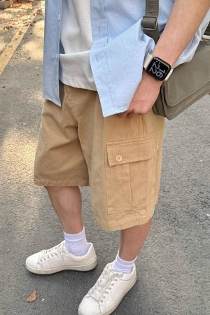 Men's and Women's American Retro Khaki Multi-Pocket Work Shorts - Loose Casual Straight-Leg Five-Point Summer Shorts