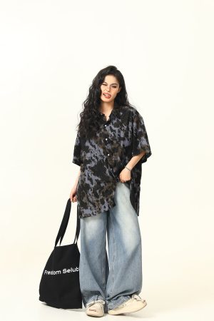 Men's and Women's Irregular Tie-Dye Short Sleeve Shirt - Loose American Street Style Summer Trendy Top