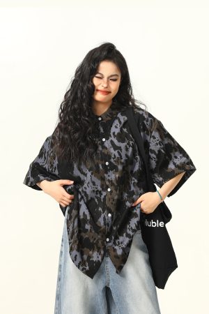 Men's and Women's Irregular Tie-Dye Short Sleeve Shirt - Loose American Street Style Summer Trendy Top