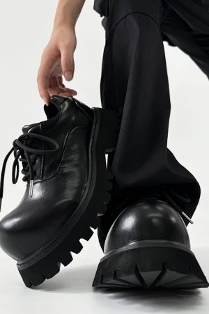 Men's and Women's Paris Mickey Big Head Derby Shoes - Pointed Thick-Soled Height-Increasing Genuine Leather Commuter Style