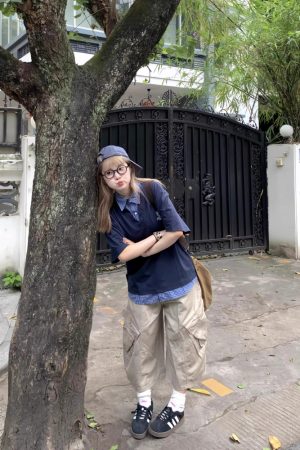 Men's and Women's Retro Plaid Splicing Polo Shirt - Summer College Style Loose Casual Short-Sleeve T-Shirt