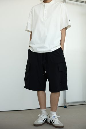 Men's Black Casual Workwear Shorts - Loose Fit Summer Five-Point Pants for Trendy Style