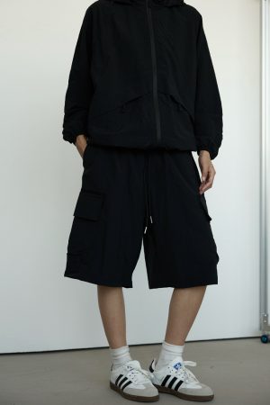 Men's Black Casual Workwear Shorts - Loose Fit Summer Five-Point Pants for Trendy Style