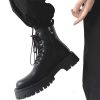 Men's Black Martin Boots - Cool Side Zipper Genuine Leather High-Top Motorcycle Work Boots, Thick-Soled European American Style