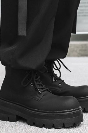 Men's British Style Zipper Chelsea Martin Boots - Height-Increasing Genuine Leather High-Top Thick-Soled Fleece Snow Boots for Autumn & Winter