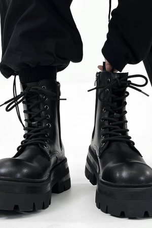 Men's British Style Zipper Chelsea Martin Boots - Height-Increasing Genuine Leather High-Top Thick-Soled Fleece Snow Boots for Autumn & Winter