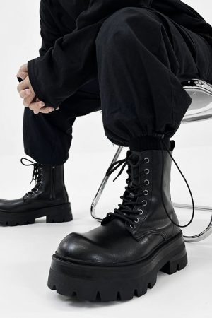 Men's British Style Zipper Chelsea Martin Boots - Height-Increasing Genuine Leather High-Top Thick-Soled Fleece Snow Boots for Autumn & Winter