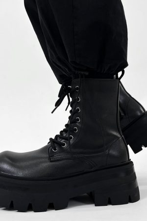 Men's British Style Zipper Chelsea Martin Boots - Height-Increasing Genuine Leather High-Top Thick-Soled Fleece Snow Boots for Autumn & Winter