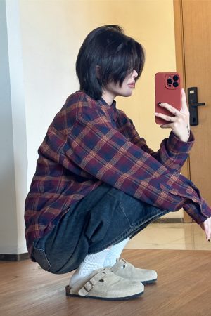 Men's Casual Plaid Long Sleeve Shirt - Versatile Spring Jacket for Couples, Trendy Regular Fit for Everyday Style