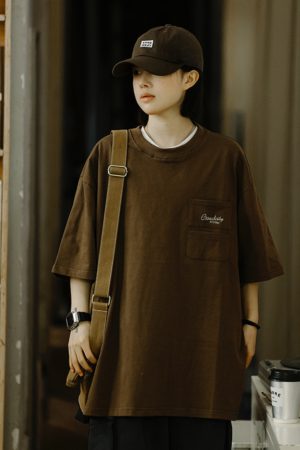 Men's Casual Retro Printed T-Shirt - Summer Loose Fit Round Neck Short Sleeve City Boy Trendy Minimalist Style