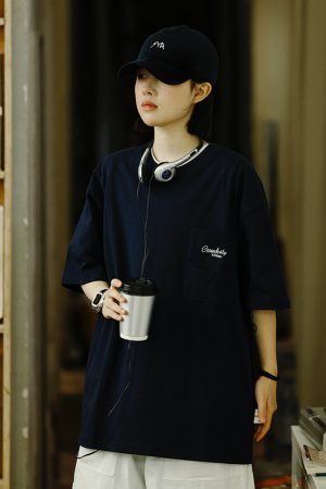 Men's Casual Retro Printed T-Shirt - Summer Loose Fit Round Neck Short Sleeve City Boy Trendy Minimalist Style