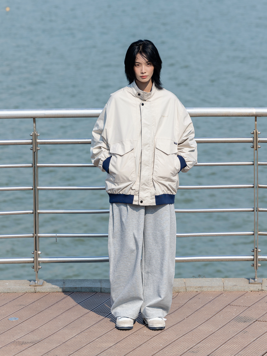 Men's Color Block Stand Collar Jacket - Loose Fit Spring 2025 Couples Outerwear - Trendy Korean Style Men's Color Block Stand Collar Jacket - Loose Fit Spring 2025 Couples Outerwear - Trendy Korean Style