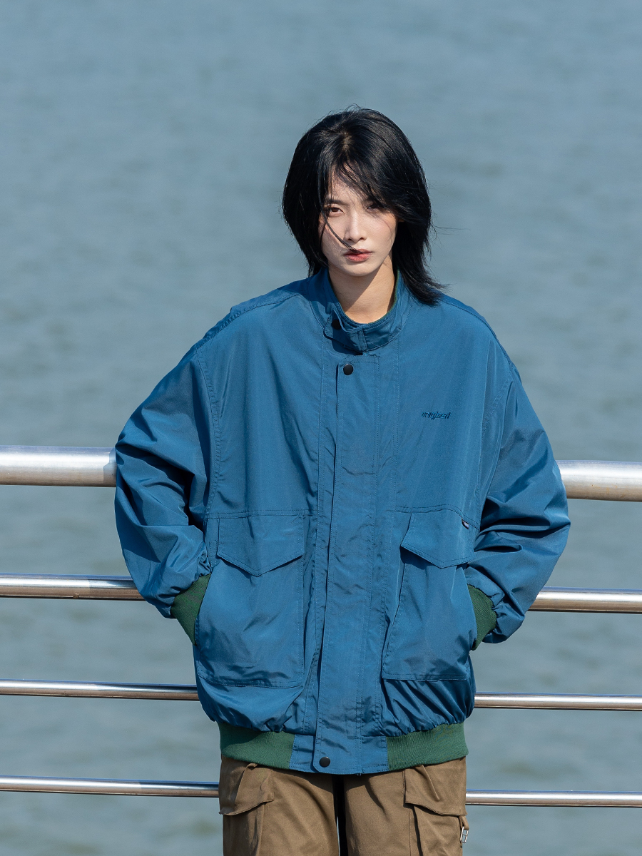 Men's Color Block Stand Collar Jacket - Loose Fit Spring 2025 Couples Outerwear - Trendy Korean Style Men's Color Block Stand Collar Jacket - Loose Fit Spring 2025 Couples Outerwear - Trendy Korean Style