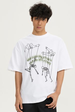 Men's Creative Hand-Painted Pattern Short Sleeve T-Shirt, Loose Fit Pure Cotton Top, Versatile 2025 Style