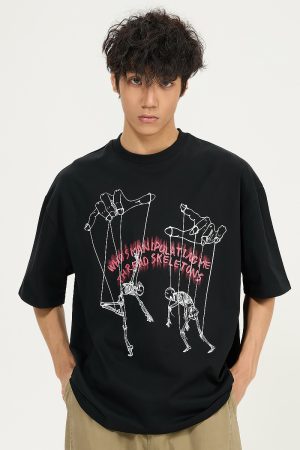 Men's Creative Hand-Painted Pattern Short Sleeve T-Shirt, Loose Fit Pure Cotton Top, Versatile 2025 Style