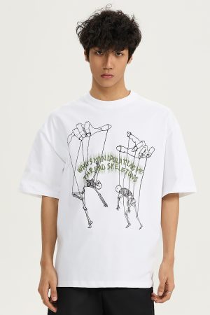 Men's Creative Hand-Painted Pattern Short Sleeve T-Shirt, Loose Fit Pure Cotton Top, Versatile 2025 Style