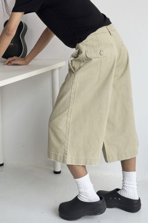 Men's Distressed Work Shorts - American Retro Barn Style, Straight-Cut Seven-Point Pants, Casual Couple's Summer Fashion
