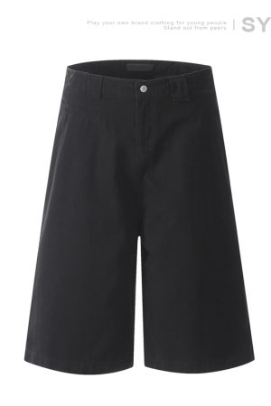 Men's Distressed Work Shorts - American Retro Barn Style, Straight-Cut Seven-Point Pants, Casual Couple's Summer Fashion