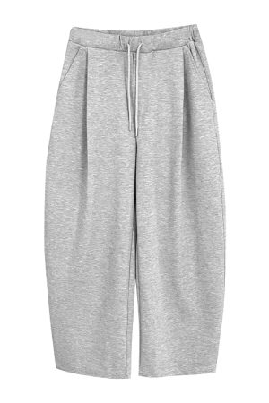 Men's Gray Casual Wide-Leg Sweatpants - Trendy Curved Blade Design for Sports & Everyday Wear, Perfect for Y2K Style