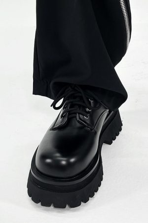 Men's High-End British Style Derby Shoes, Round Toe Leather, Thick-Soled, Height-Increasing, Trendy Formal Footwear