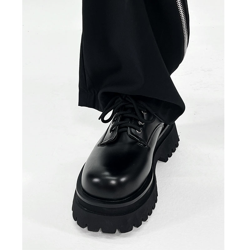 Men's High-End British Style Derby Shoes, Round Toe Leather, Thick-Soled, Height-Increasing, Trendy Formal Footwear Men's High-End British Style Derby Shoes, Round Toe Leather, Thick-Soled, Height-Increasing, Trendy Formal Footwear