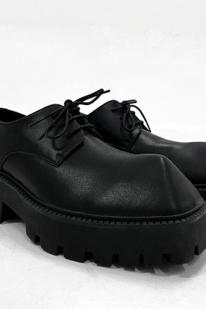 Men's High-End Leather Derby Shoes - Trendy British Style, Height Increasing, Square Toe, Perfect for Formal & High Street Looks