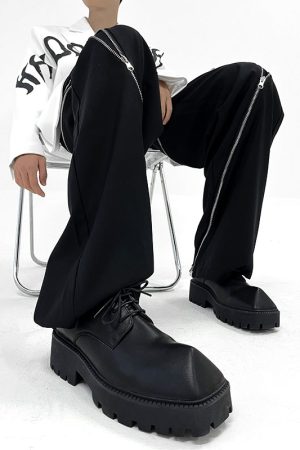 Men's High-End Leather Derby Shoes - Trendy British Style, Height Increasing, Square Toe, Perfect for Formal & High Street Looks