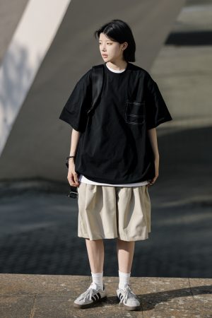 Men's Japanese Retro Summer Loose Shorts - Minimalist Solid Color Five-Point Pants for Trendy Style