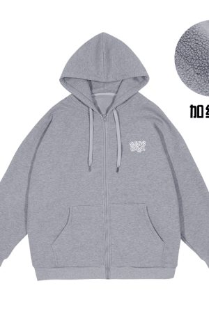 Men's Japanese-Style Fleece-Lined Hooded Sweatshirt, Loose Fit Solid Color Jacket for Autumn and Winter, Versatile City Style